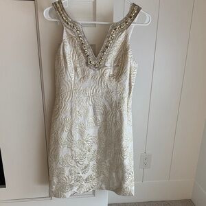 Lilly Pulitzer Gold and Cream Mini Dress